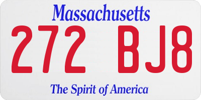 MA license plate 272BJ8