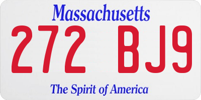 MA license plate 272BJ9