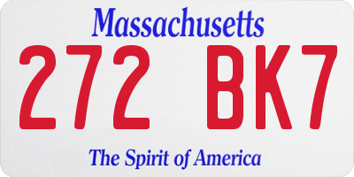 MA license plate 272BK7