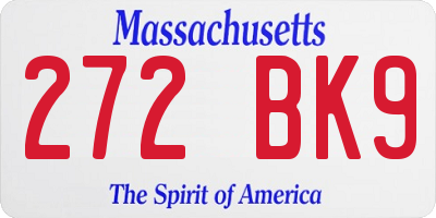 MA license plate 272BK9
