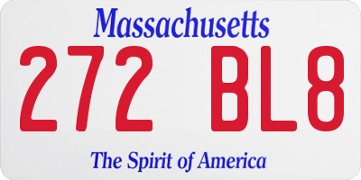 MA license plate 272BL8