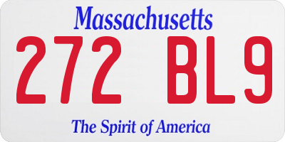 MA license plate 272BL9