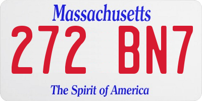 MA license plate 272BN7