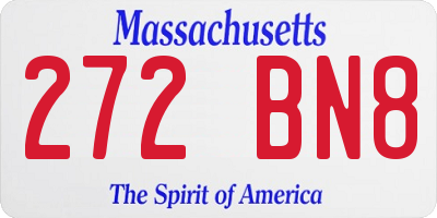 MA license plate 272BN8