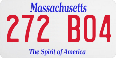 MA license plate 272BO4