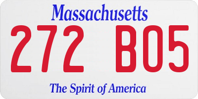 MA license plate 272BO5
