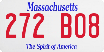 MA license plate 272BO8