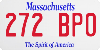 MA license plate 272BP0