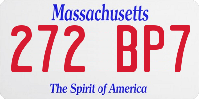 MA license plate 272BP7