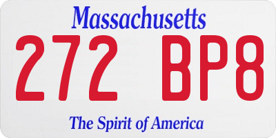 MA license plate 272BP8