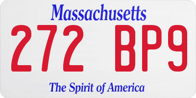 MA license plate 272BP9