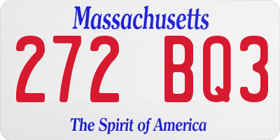 MA license plate 272BQ3