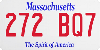 MA license plate 272BQ7