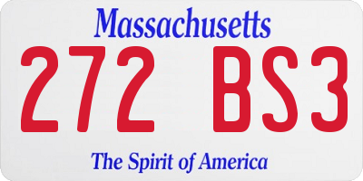 MA license plate 272BS3