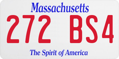 MA license plate 272BS4