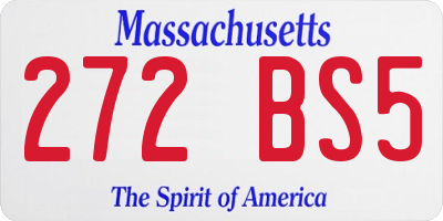 MA license plate 272BS5