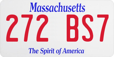 MA license plate 272BS7