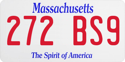 MA license plate 272BS9