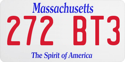 MA license plate 272BT3