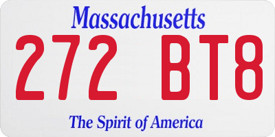 MA license plate 272BT8