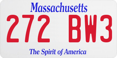 MA license plate 272BW3