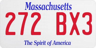 MA license plate 272BX3