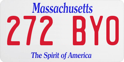 MA license plate 272BY0