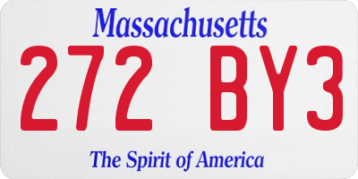 MA license plate 272BY3