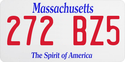 MA license plate 272BZ5