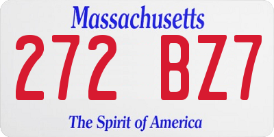 MA license plate 272BZ7