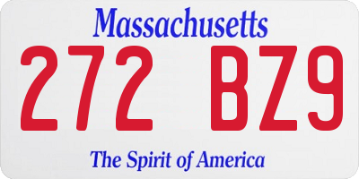 MA license plate 272BZ9