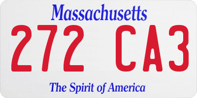 MA license plate 272CA3