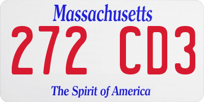 MA license plate 272CD3