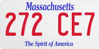 MA license plate 272CE7