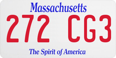 MA license plate 272CG3
