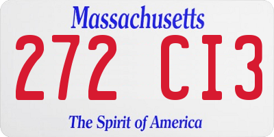 MA license plate 272CI3