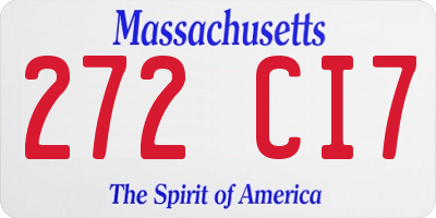 MA license plate 272CI7