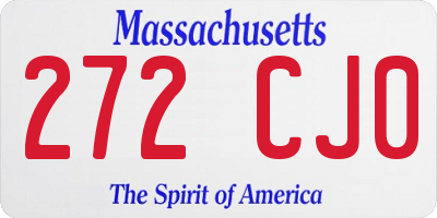 MA license plate 272CJ0