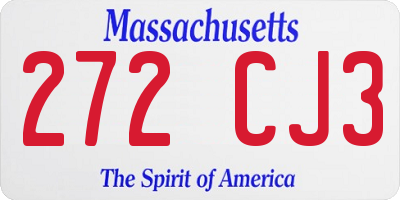MA license plate 272CJ3
