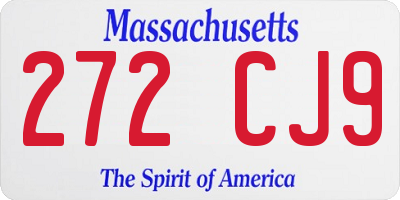 MA license plate 272CJ9