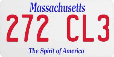 MA license plate 272CL3