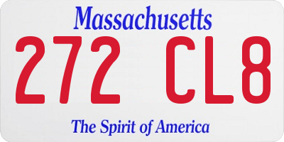 MA license plate 272CL8