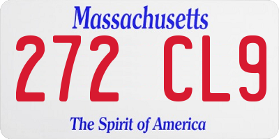 MA license plate 272CL9