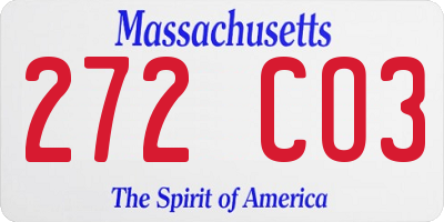 MA license plate 272CO3