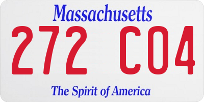 MA license plate 272CO4