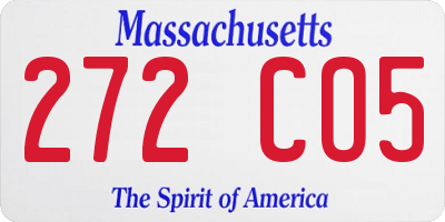 MA license plate 272CO5