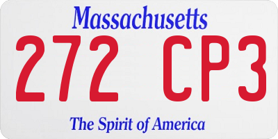 MA license plate 272CP3