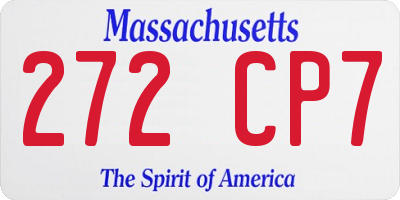 MA license plate 272CP7