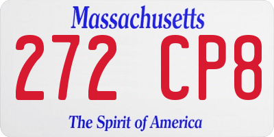MA license plate 272CP8