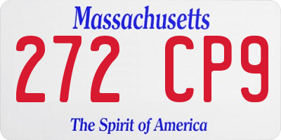 MA license plate 272CP9